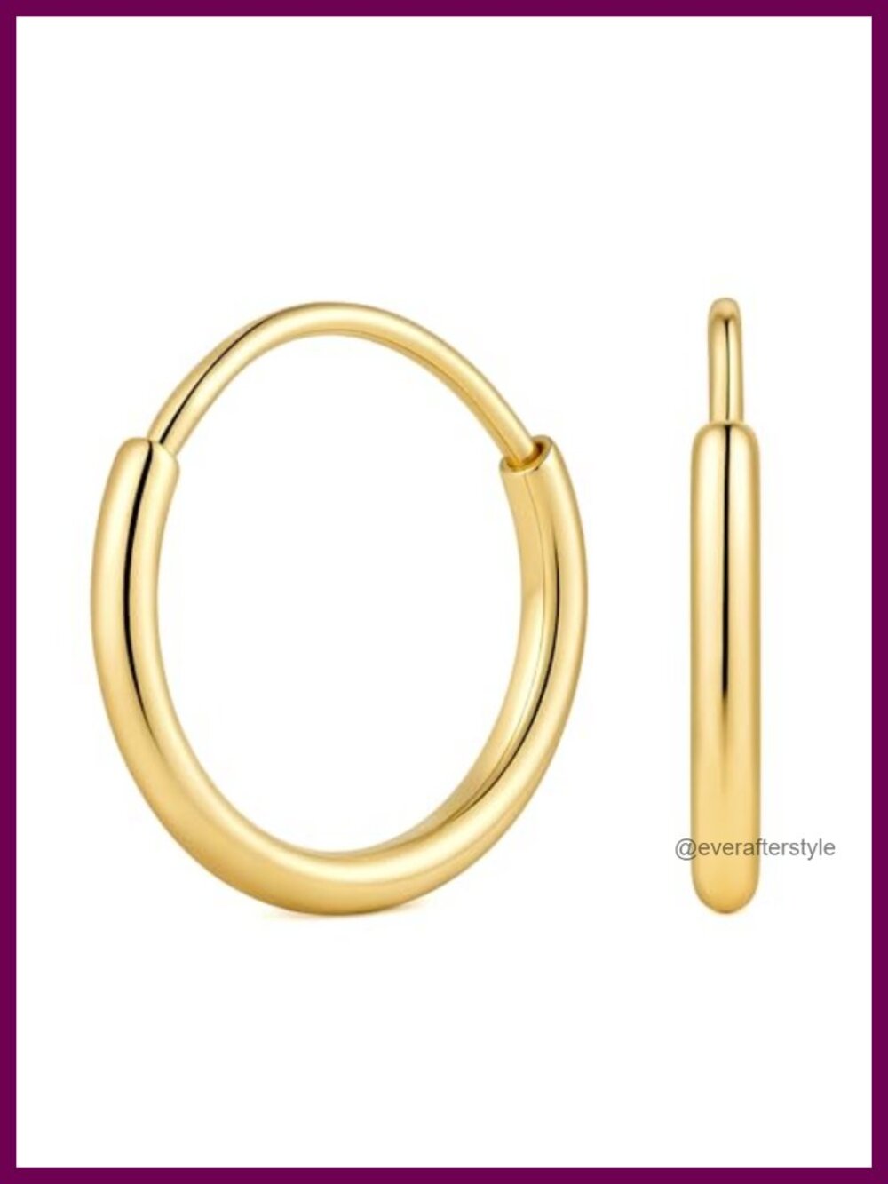 14K Gold Plated Hoop Earrings for Women Ultra-Light 1mm Secure Hinged Closure